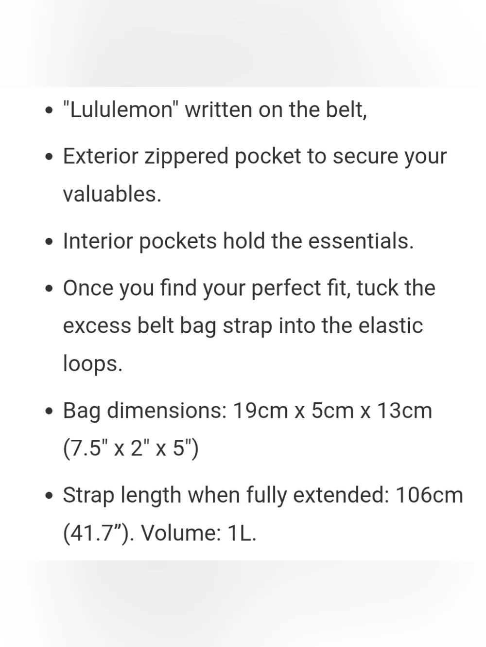 lululemon athletica Light Gray Mini Belt Bag with Gold Hardware - Picture 5 of 5